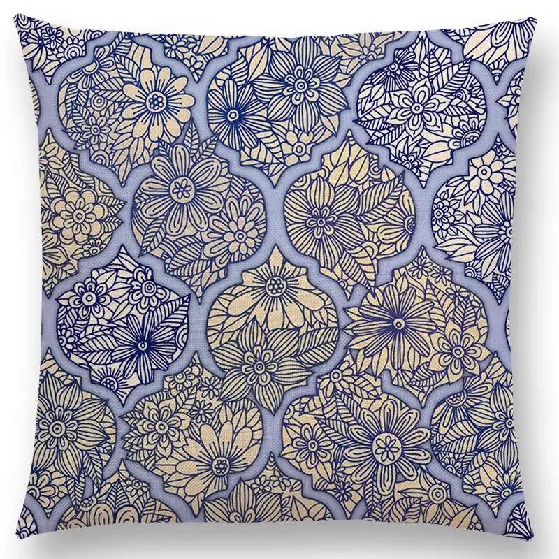 Neu Wunderschönes Blatt Blume Herrliches Florales Doodle Buntes Dekoratives Muster Mandalas Auto Kissenbezug Sofa Überwurf Kissenbezug