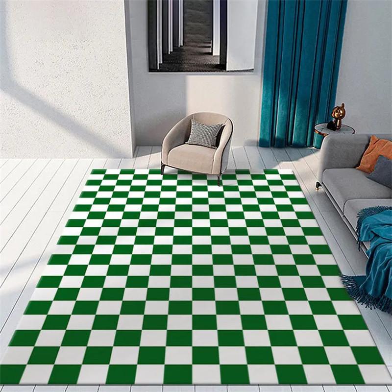 Color Checkerboard Plaid Carpet Geometric Plaid Floor Mats for Bedside Dorm Closet Dining Room Decor Soft Non-Slip Area Rugs