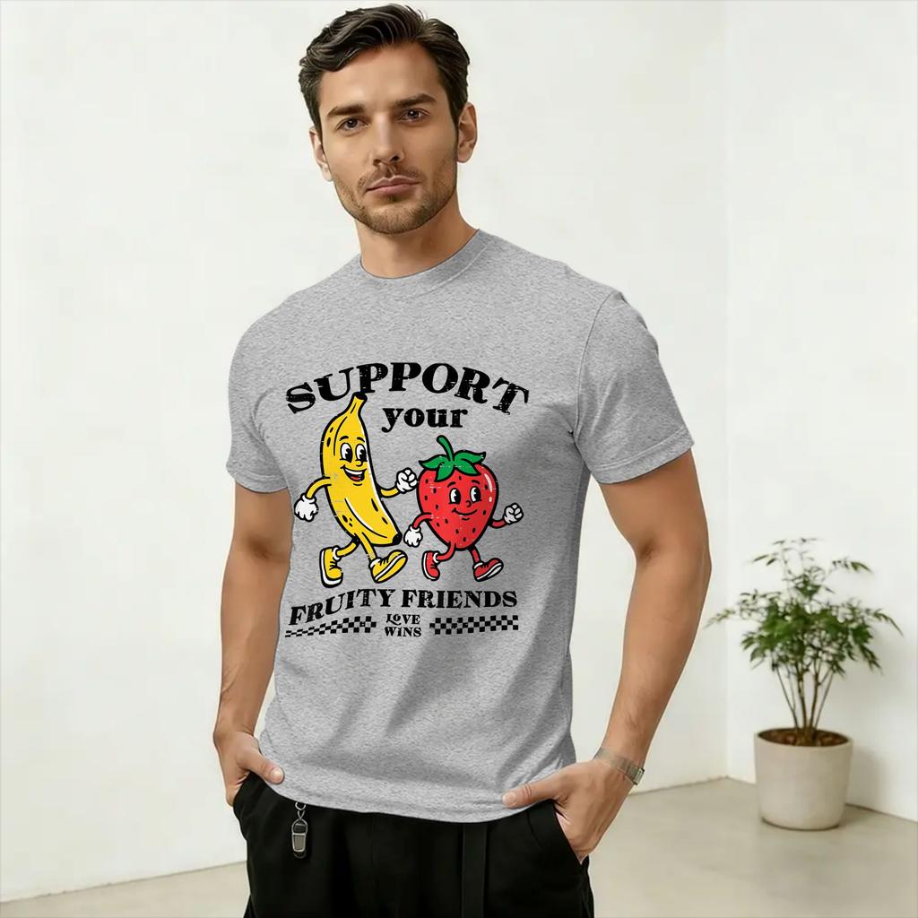 LGBTQ Support Your Fruity Friends Gay Pride Cotton T Shirt For Unisex Summer TShirts Popular Tees Plus Size Loose Tops