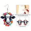 Einzigartige Brillen Kuh mit Blumenkranz Acryl Ohrringe für Frauen Mädchen, Frühling Sommer Y2K Stil Girlanden Creolen, Damenmode Drapierohrringe
