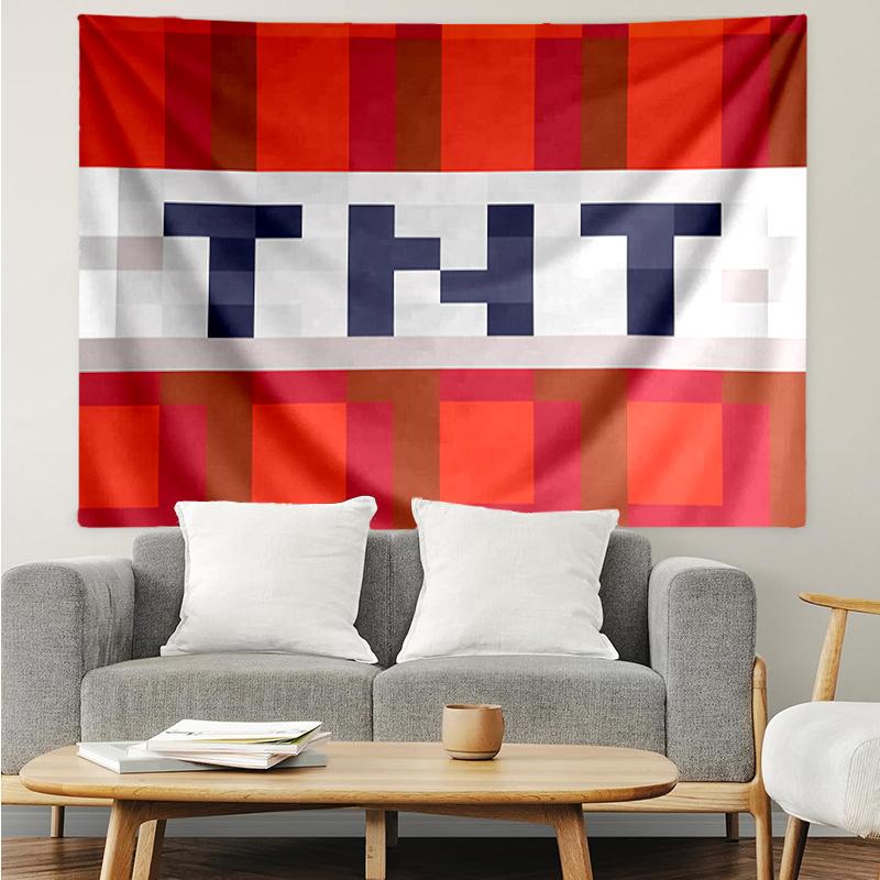 Blocky pixel game Tapestry for Bedroom Aesthetic Classroom Tapestries Wall Hanging for Living Room Dorm Office,Ideal Creative Gift