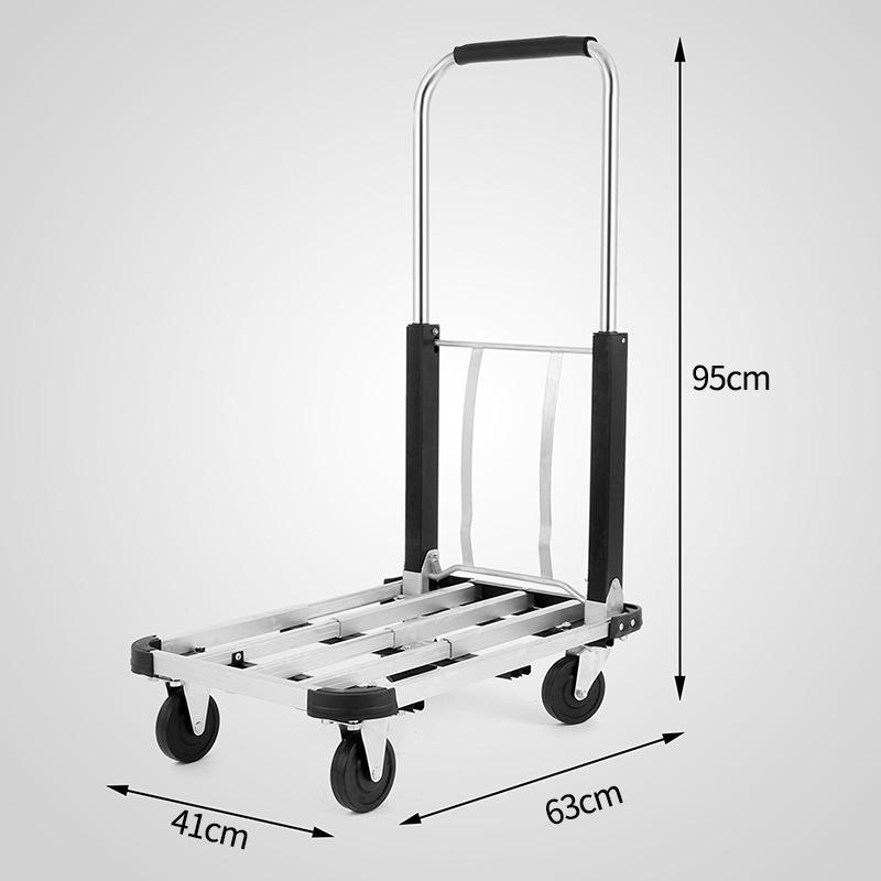Four-Wheel Silent Folding Cart: Portable Hand-Pull Trolley for Household and Luggage 2040H