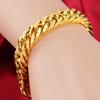 12MM Pure Gold Bracelets for Men Women Chain Bracelet Bangles Wristband Pulseira Homme African Gold Jewelry Man Bijoux