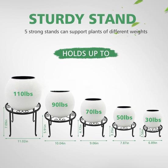 5Pcs Plant Stand Sturdy Base Rust-free Weather-resistant Iron Art Heavy Duty