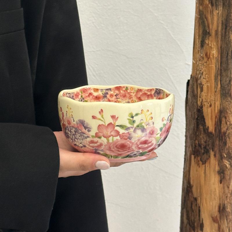 ins retro style ceramic rice bowl 2025 new home high-value tableware set housewarming new wedding gift