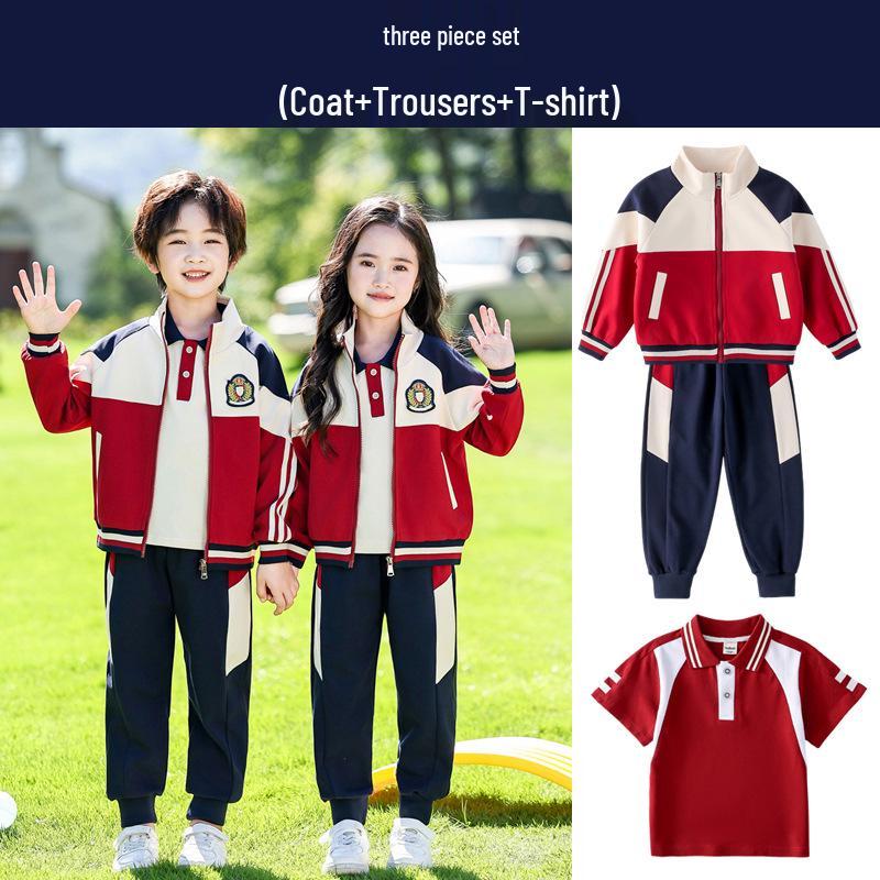 Spring & Autumn Baseball-Style School Uniform Set for Kindergarten and First Grade Sports Events
