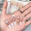 2026 French 3D Little Bear Heart Nails - Cute Girly Dot Design