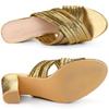 Allegra K Women's Slouch Slip-On Block Heel Slide Sandals, Gold, Size 25.5cm