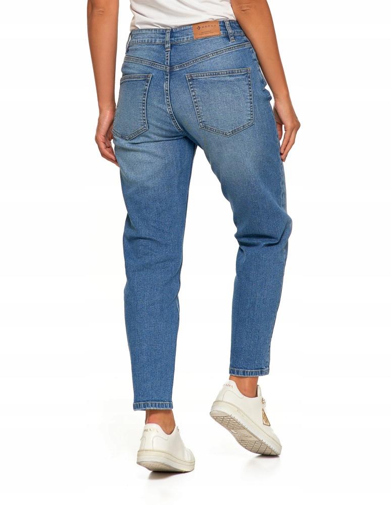 MORAJ Klasyczne wygodne jeansy damskie Mom Fit regularne Rozmiar 36 Niebieskie