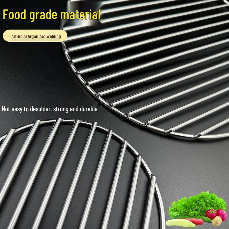 304 Stainless Steel Round BBQ Grill Grate with Handle, 38cm Diameter