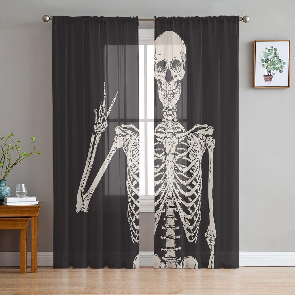 Krwawy odcisk dłoni Horror sylwetka przezroczyste zasłony do salonu nowoczesna zasłona typu woal sypialnia zasłony tiulowe zasłony okienne