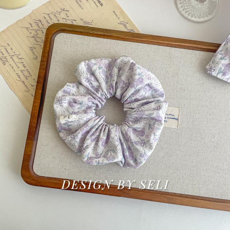 Fresh Butterfly Orchid Purple Floral Scrunchie Simple Premium Korean Design