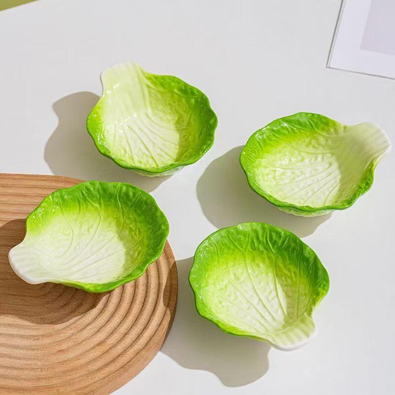 Linpan New Chinese Hand-painted Cabbage Ceramic Sauce Dishes