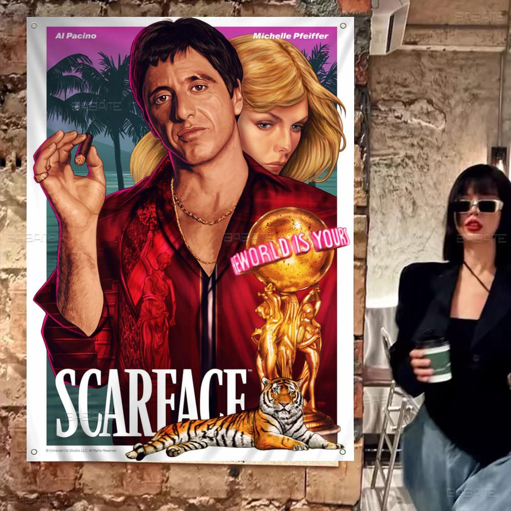 

Gangster Movie S-Scarface Cartoon Flag Wall Hanging Banner Decoration Household Home Decor 50x70 cm