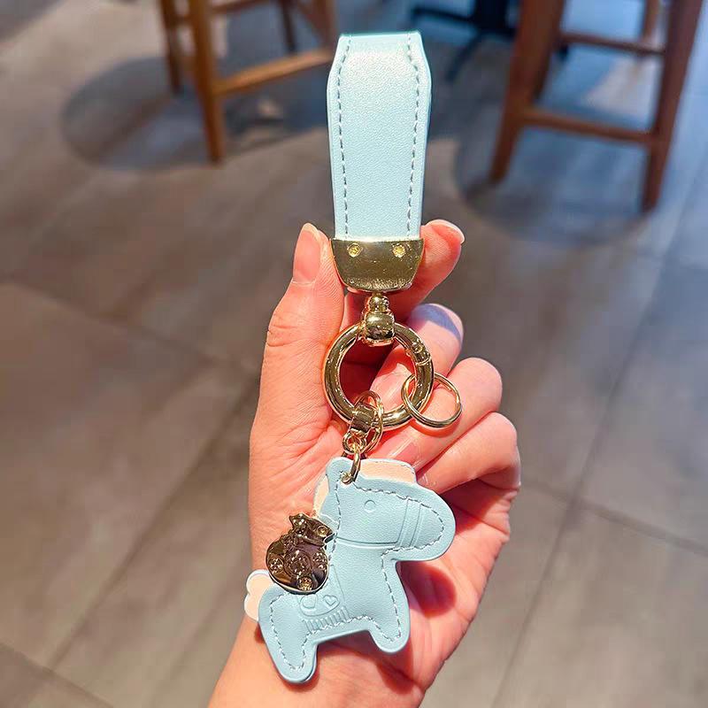 Leather Charms Cartoon Pony Pendant Bag Pendant Creative Lucky Horseback Money Bag Accessories New Year Gift
