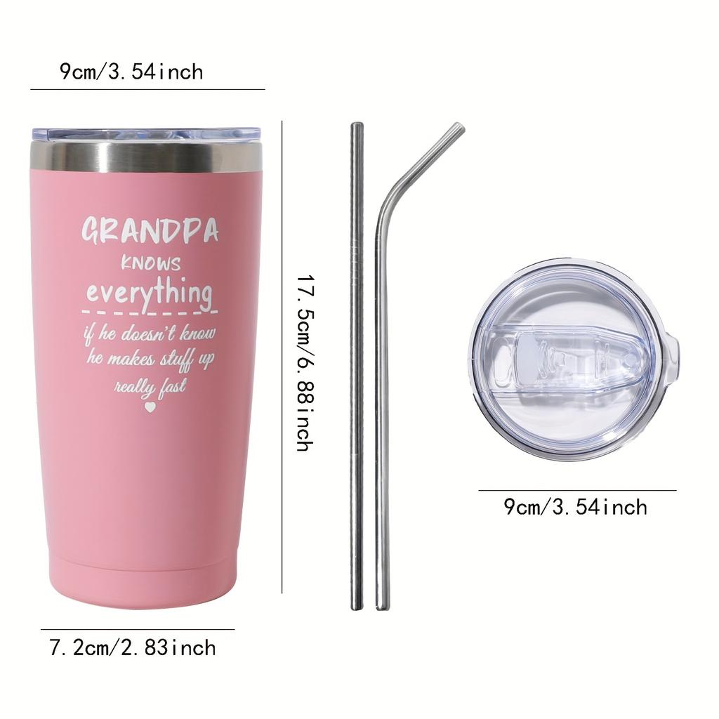 1pc-Stainless Steel Car Insulated Cup with Personalized Quotes, Double Wall Vacuum Insulated Travel Cup