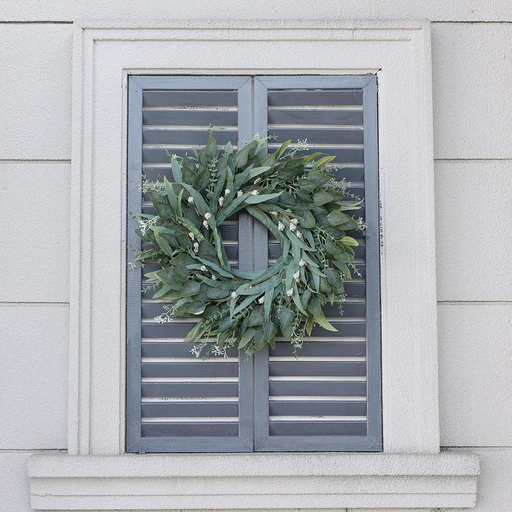 26" Eucalyptus Wreath for Front Door - Large Artificial Greenery Outdoor Wreath for Porch, Window,Farmhouse,Home,Holiday,Hanging Decor- Spring,