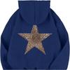 Moletom Feminino Oversized com Capuz e Estampa de Estrelas Caimento Solto Streetwear Manga Longa Pulôver Quente Top de Lã