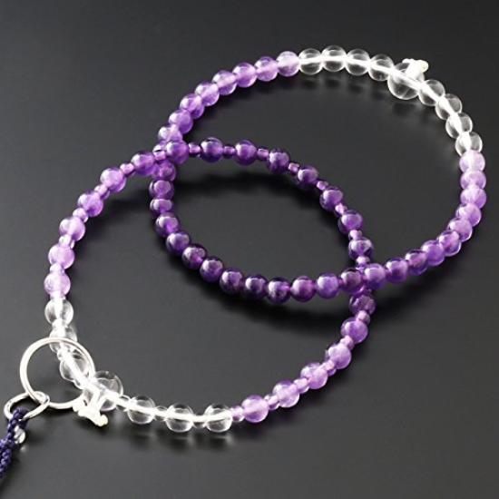 Kyoto Buddhist Altar Hayashi Prayer Beads Jodo Sect Amethyst Gradient Official Ceremony Bag Kyoto Prayer Beads (For Women) [Bead Set] SW-019