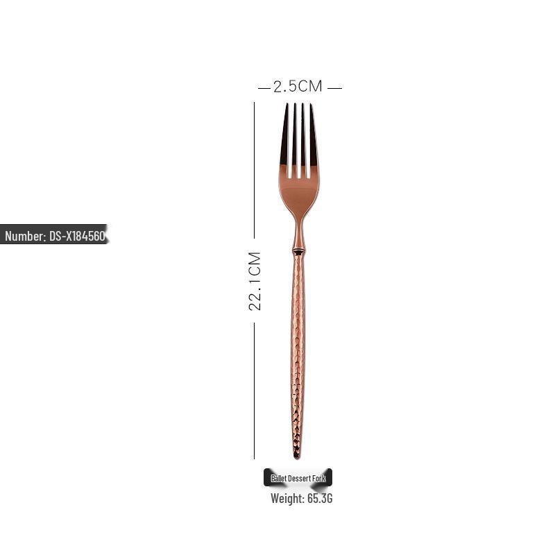Edelstahl 304 Hammergriff Besteckset: Fruchtmesser, Gabel, Löffel, Steakmesser, Dessertlöffel - 3 Stück