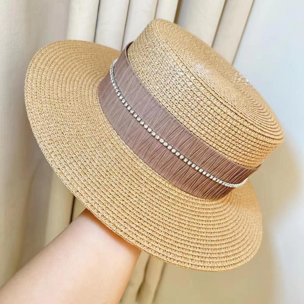 Summer Flat-top Straw Hat Women's Seaside Beach Sunshade Small Versatile Sunscreen Hat
