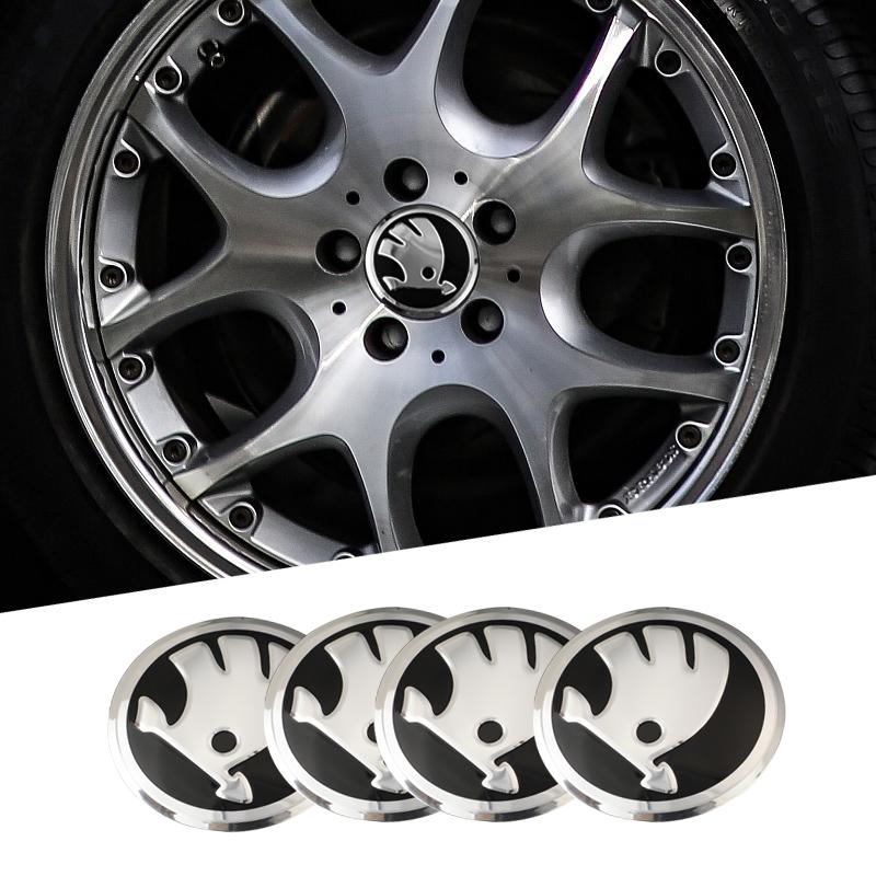 4Pcs 56mm Car Wheel Center Cap Emblem Stickers for Skoda Superb Fabia Kamiq Karoq Kodiaq Octavia Rapid Scala Exterior Accessorie hbkm45