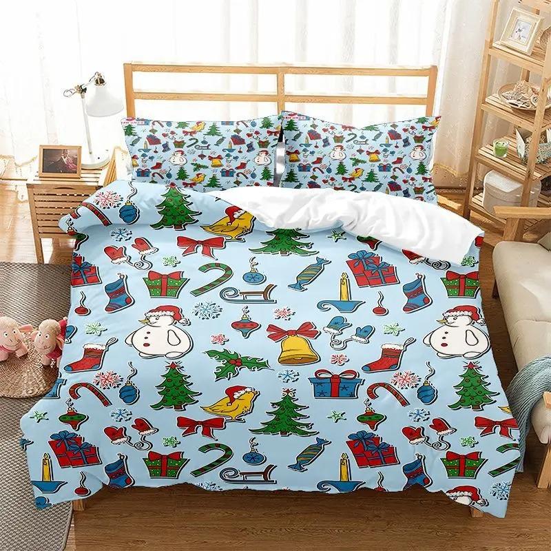 Christmas Kid Duvet Cover KingQueen Size,Red Christmas Socks Decoration 3 Piece Bedding,Merry Christmas Theme Quilt Cover,cream