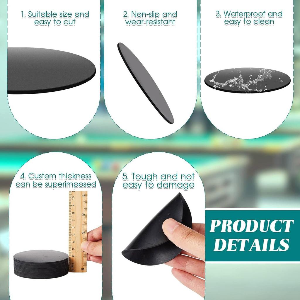 Pool Table Leg Shims 3" Diameter Rubber Pool Table Leveler kit Shims Foot Pads