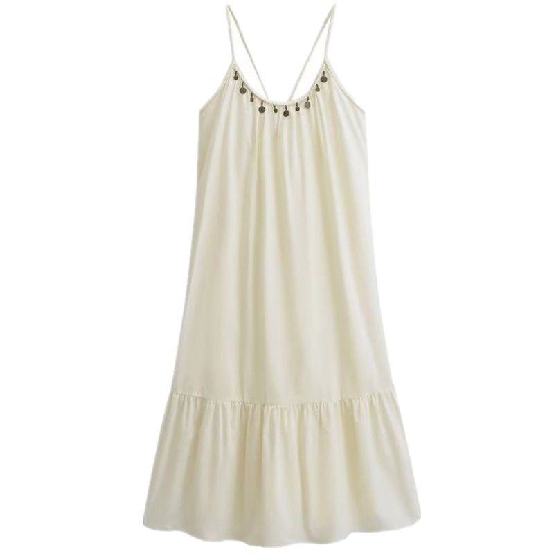 

Модный стиль 2023 Осень Новое Женское Прилегающее Платье-Слинг Легче всего сочетать Вставка из монет Миди-юбка Платье 752132971 Figure Color XS