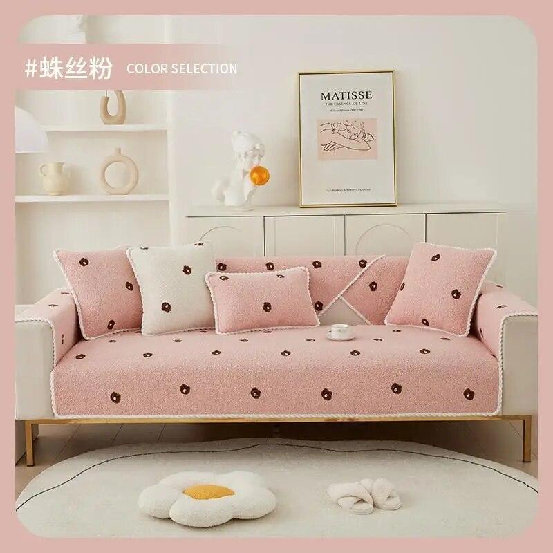 

Круглая плюшевая подушка для дивана, наволочка с обернутым краем, нескользящий чехол для дивана, L-образное полотенце для дивана, жаккардовый узор, зимнее тепло 35x50 pillowcase1pcs