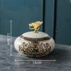 Floral Pattern Dragonfly Lid Storage Jars Dressing Table Ring Jewelry Box Round Cosmetic Jar Ceramic Crafts Candy Pots Aroma Can