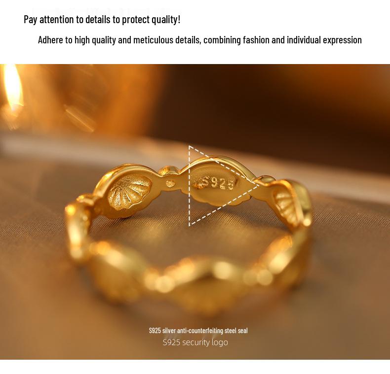 Banyan Tree S925 Silver Shell Ring - Korean Fashion Open Index Finger Design for Women