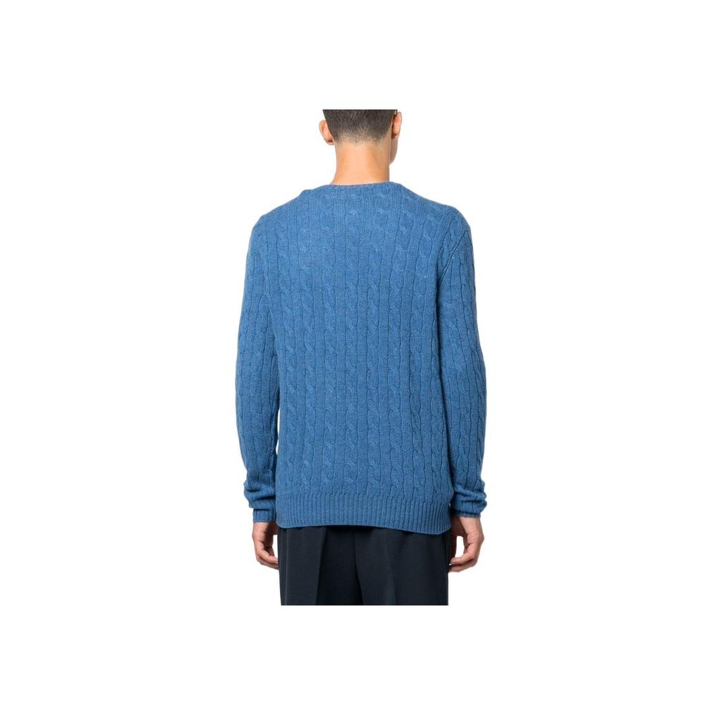 Polo Ralph Lauren FW22 Solid Logo Crew Neck Knit Cashmere Sweater Men sweater Blue 710876762-008