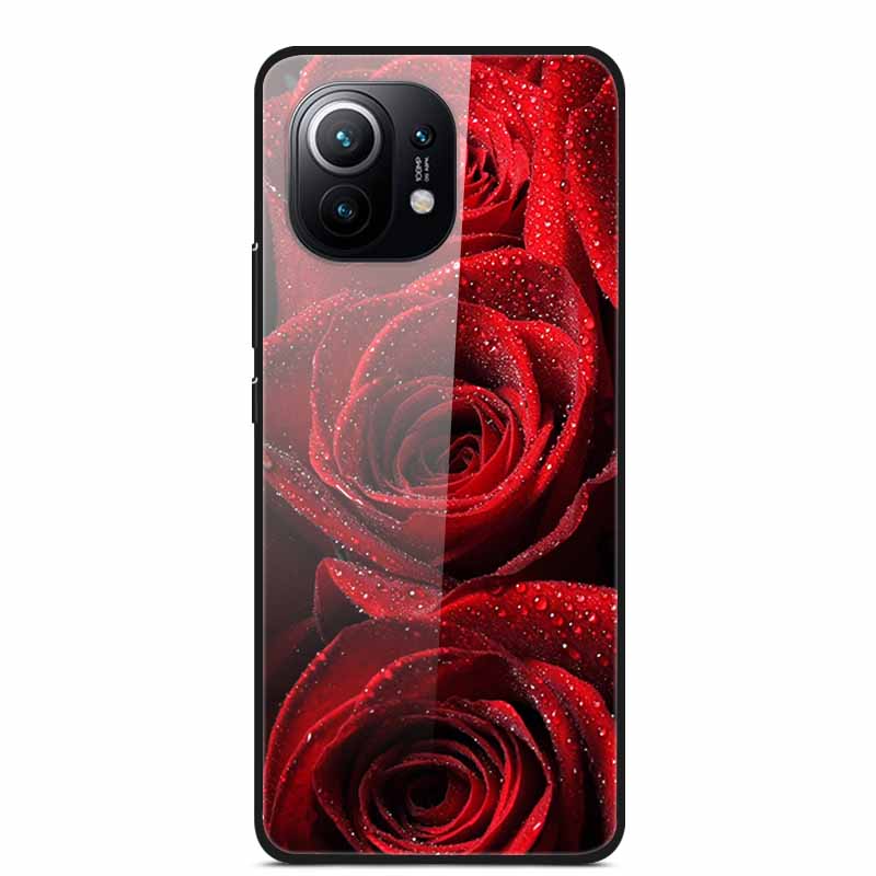 Glass Back Cover For Xiaomi 11 Lite 5G NE Case Soft Edge Hard Tempered Glass Case For Xiaomi Mi 11 Lite 5G NE Phone Case Coque