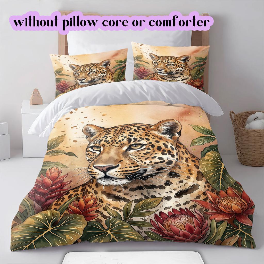 Watercolor Animal Painting Pattern Bedding,Quilt Set Quilt Cover Pillowcase Home Birthday Gift (1*duvet Cover+2*pillowcase,without Core)