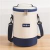 Sac de prânz portabil de mare capacitate, cutie de prânz izolată, cilindric, proaspăt, cutie rotundă din folie de aluminiu, geantă termică pentru alimente.