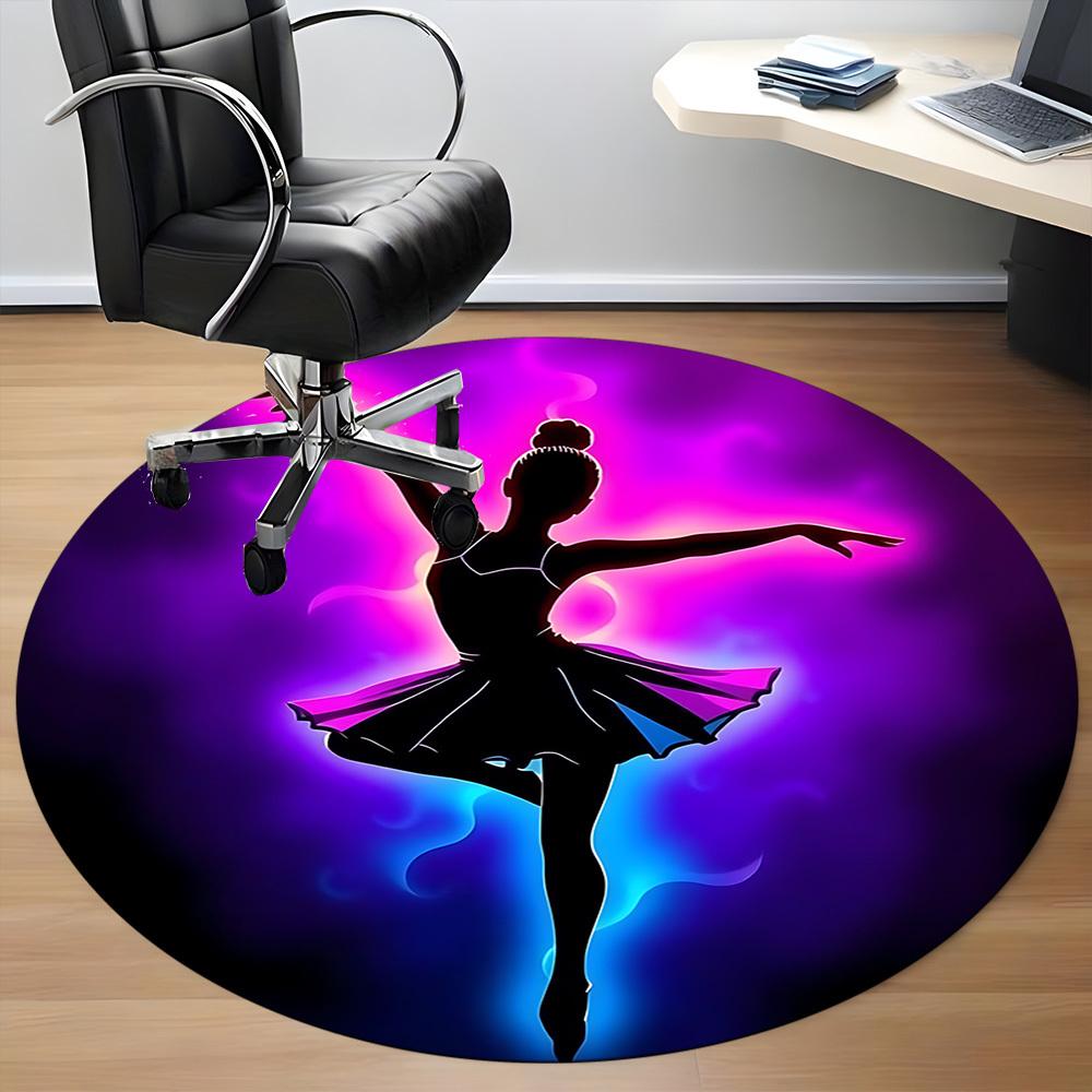 1pc Dance Art Office Round Area Rug, Indoor Mat Suitable ForOffice, Under Office Chairs Bedroom Living Room Home Decor, Room Deco D006
