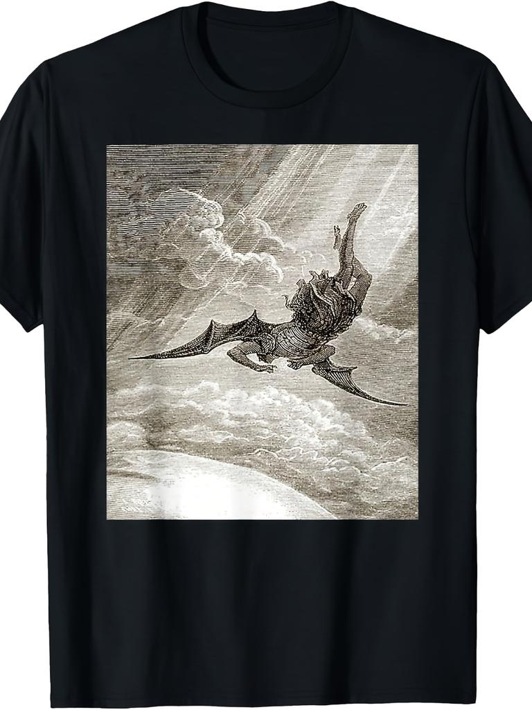 Paradise Lost Gustave Dore Satans Val T-shirt Unisex Casual Kleding Perfect voor Elk Seizoen Unisex T-shirts voor de Zomer Unisex
