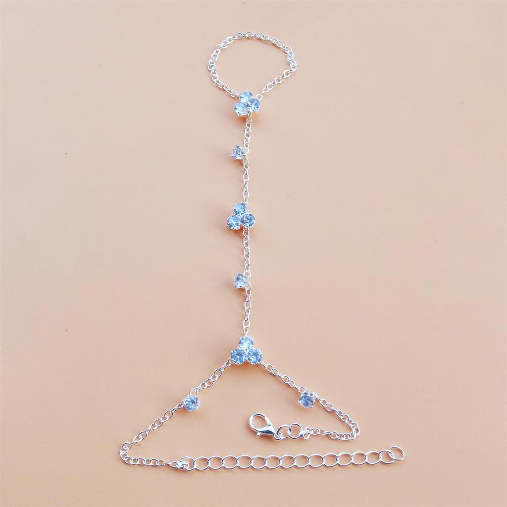 European And American Popular Crystal Finger Bracelet Simple Geometric Back Chain Hand Ins Style Party Bracelet