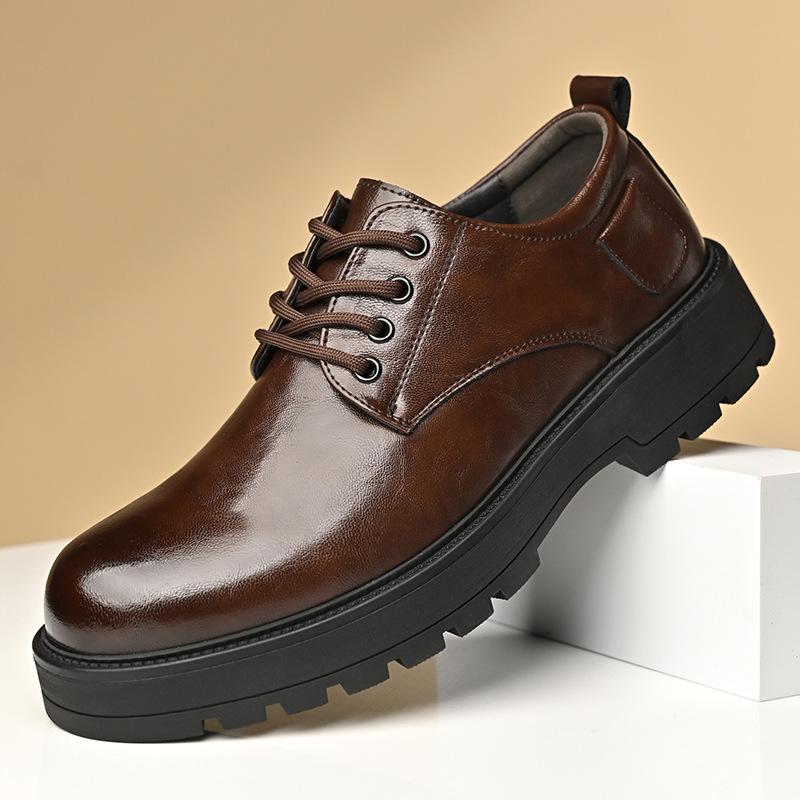 

Прямая обувь Обувь из кожи с большой головкой Мужская деловая повседневная Нескользящая Молодежная Универсальная Big head with thin band brown