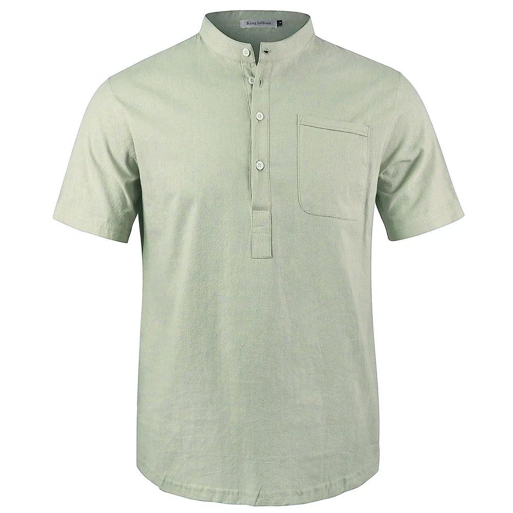 Pánské neformální bavlněné plátěné tričko Pure Color Trička pro muže Streetwear Plážové topy Trička Prodyšné tričko s krátkým rukávem Vintage