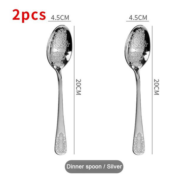 Stainless Steel Cutlery Set Portable Dinnerware Set Tableware Knife Fork Spoons Set Kitchen Utensils Sets Gift 1/2/4/8/16/24pcs