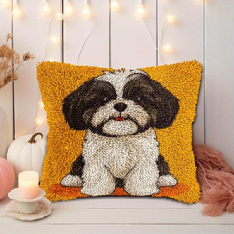 Cute Animals Latch Hook Kit Embroidery Pillow Knotted Stitch Embroidery Kit Hand Hooks Knitted Carpet Latch Hook Rug Kits Decor 