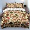 Christmas-Themed Bedding Set with Gingerbread Bedding Set (1 Duvet Cover, 2 Pillowcases, Duvet Not Included)