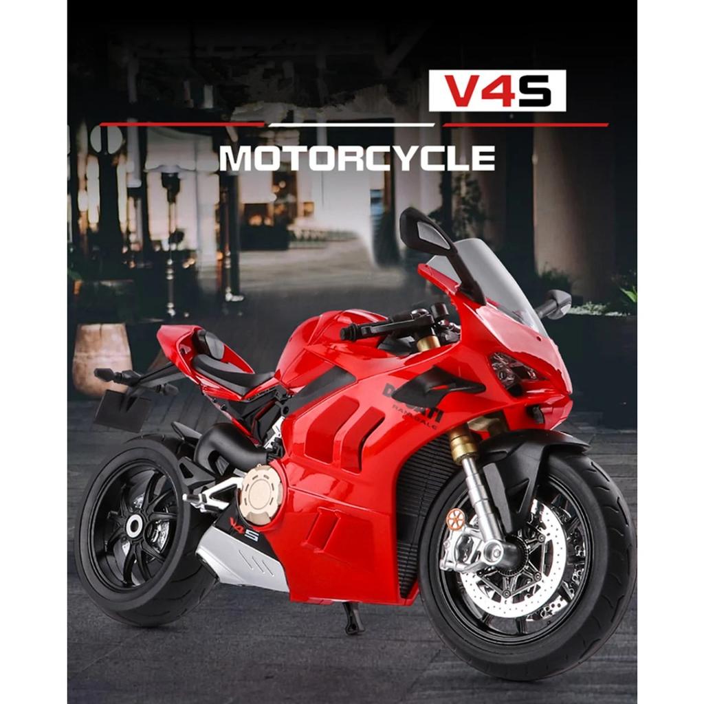 1/9 Panigale V4S Legierung Rennmotorrad Diecasts Metall Straßen-Sportmotorrad Modell Simulation mit Licht Kinderspielzeug Geschenk