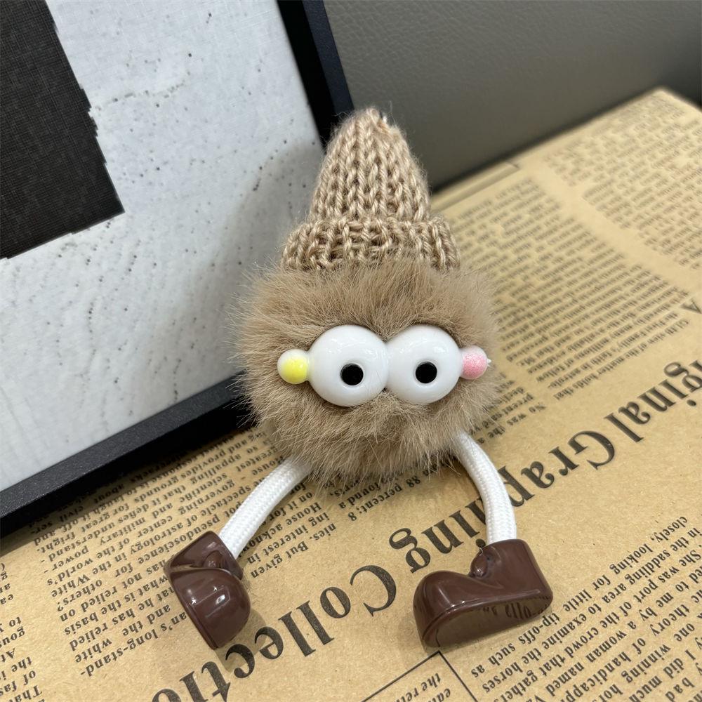 Cartoon Couple Long-Legged Plush Pendant Keychain  Bag Charm Long-Leg Hat Pendant коричневый