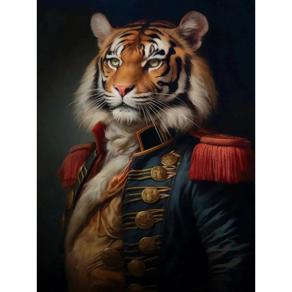 Vintage Palace Aristocrat Gorgeous Costume Animal Tiger Lion Rabbit Art Poster Canvas Paintings Wall Art HD Pictures Home Decor
