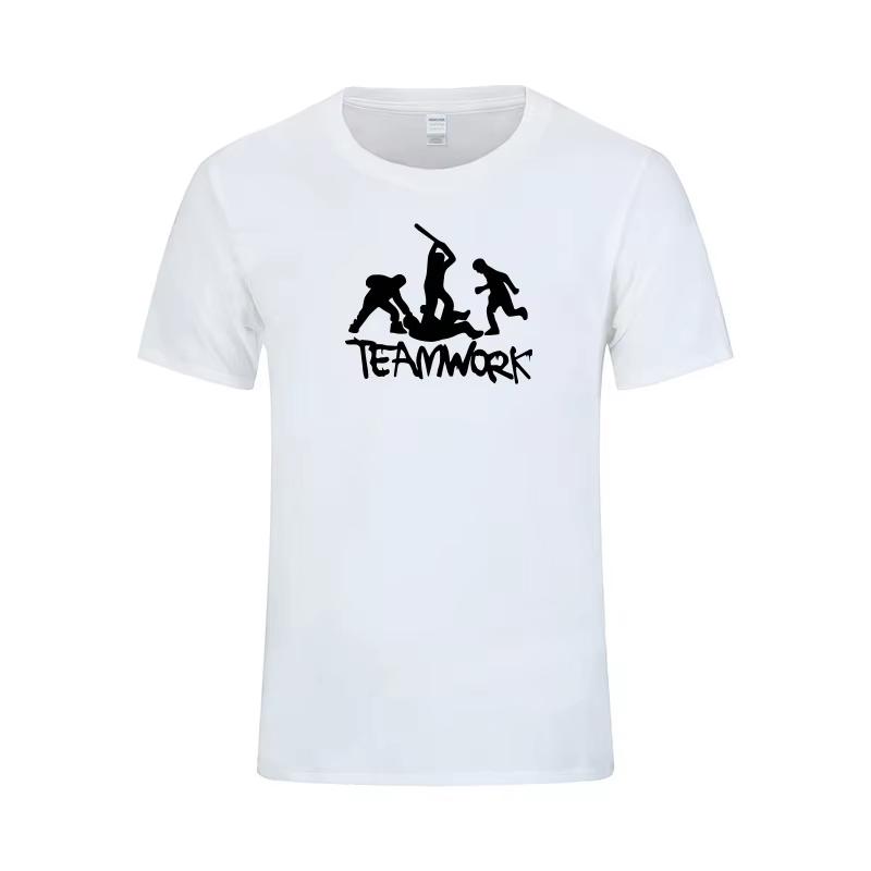 Teamwork Group Fights Funny Print T Shirt Unisex Summer Fashion Short Sleev Tshirts Humor Birthday Gift Tees Top Unisex Fashion