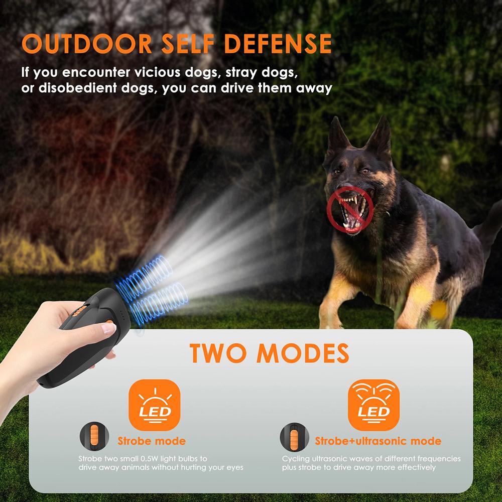 Dog Barking Control Device Ultra-Sonic Anti-Barking Deterrent with LED Light Rechargeable Portable