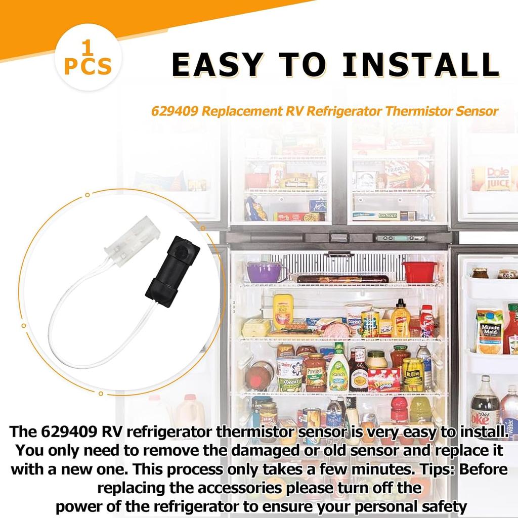 629409 Replacement RV Refrigerator Thermistor Sensor Compatible with Norcold Refrigerators, Fresh Food Thermistor Fits for Norcold Refrigerator